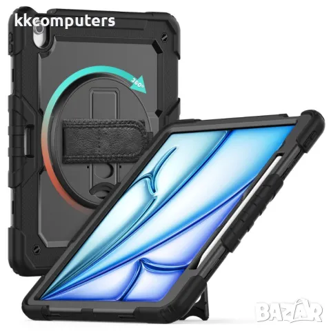 iPad Air 13 (2025) / (2024) Hybrid Tablet Case with Hand Grip & Strap TPU Силиконов Калъф и Протекто, снимка 6 - Калъфи, кейсове - 50030721