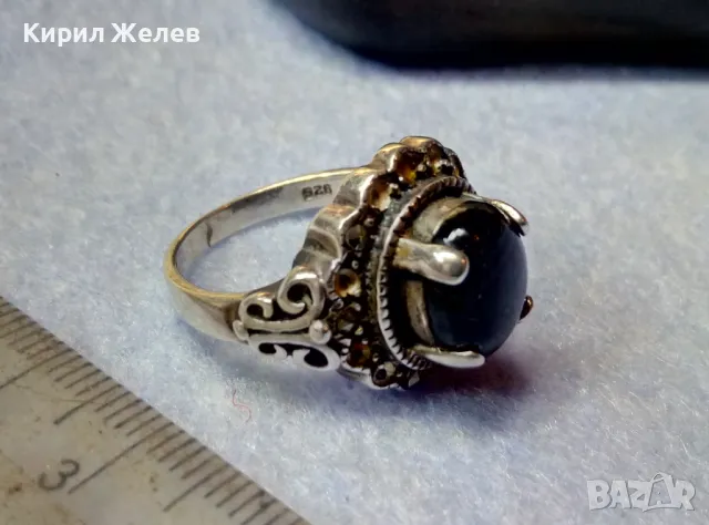 СКЪПОЦЕНЕН СРЕБЪРЕН ПРЪСТЕН СРЕБРО 925 КЛАСИЧЕСКА РЕТРО ОРНАМЕНТИКА с ШЛИФОВАН ЧЕРЕН ОНИКС 41115, снимка 10 - Пръстени - 49272784
