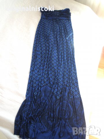 Дълга рокля цвят  син- материя трико 
