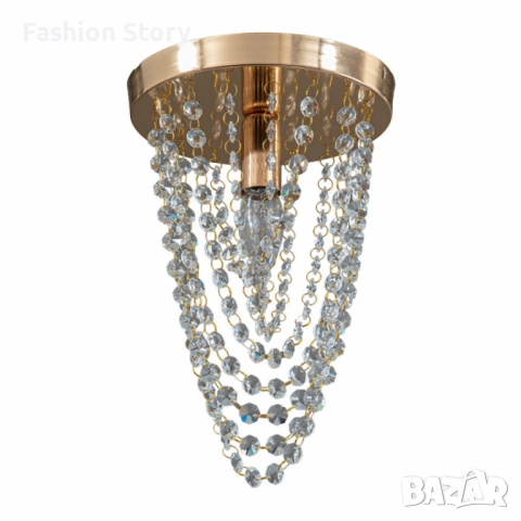 Луксозен плафон с кристали – впечатляващ светлинен ефект дори в малки помещения, снимка 5 - Лампи за таван - 51934253