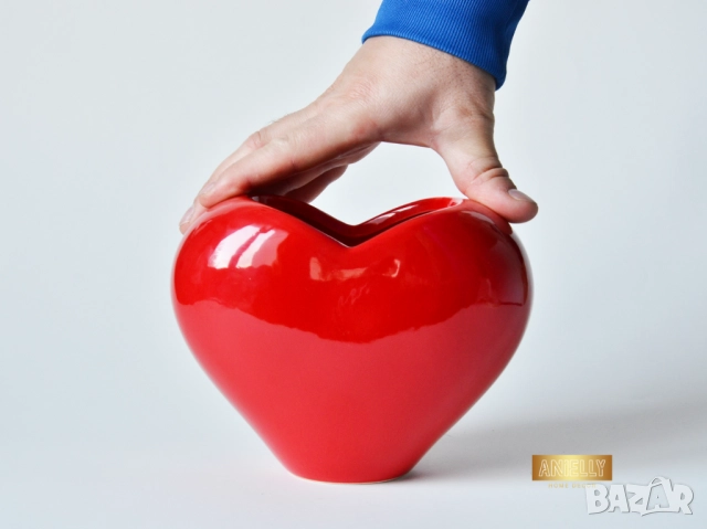 Керамично Ваза за Цветя с Форма на Червено Сърце / Саксия за Растения/ Подарък за Приятелка, снимка 11 - Вази - 52417587