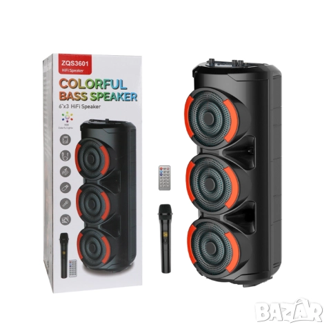 Bluetooth високоговорител ZQS 8230 с микрофон 20W x 2 батерия 4500Mah, USB, AUX и TF карта