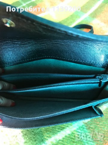 Дамска италианска малка черна чанта естествена кожа дълга дръжка, снимка 5 - Чанти - 34944261