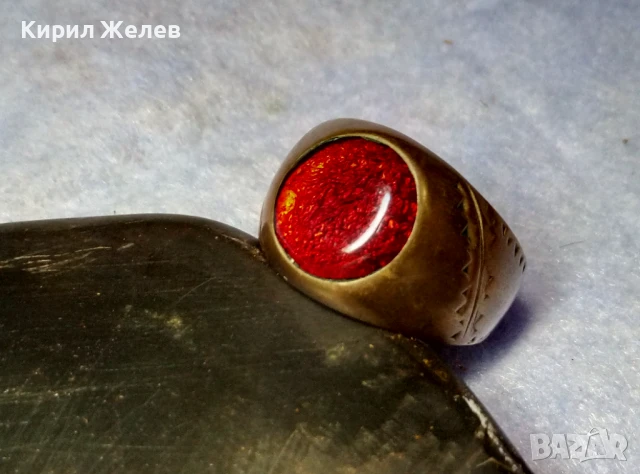 СТАРИНЕН КЛАСИЧЕСКИ КАТАЛИНЕН МЕДЕН ПРЪСТЕН СТИЛНО РЪЧНО ОРНАМЕНТИРАН РЯДКО РЕТРО БИЖУ 41174, снимка 11 - Антикварни и старинни предмети - 50528655
