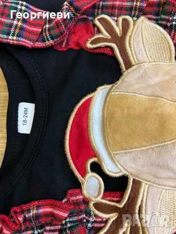 Коледна детска рокля с чорапи фиби и лента 18-24 м/рокля с еленче, снимка 6 - Бебешки рокли - 48427637