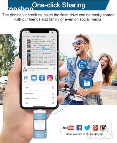 4-в-1 USB Флашка 512GB – Универсална памет за iPhone, Android и PC , снимка 6 - Твърди дискове - 53390297
