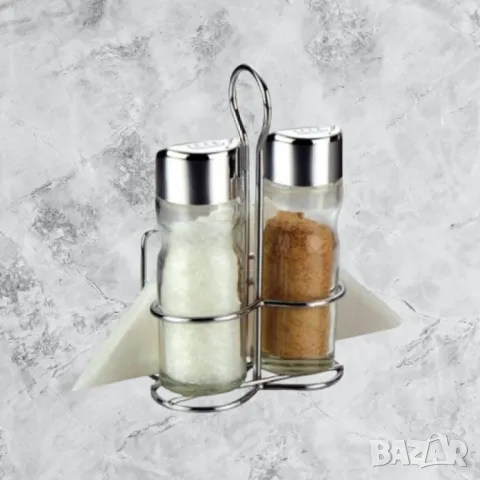 Комплект оливерник Bohmann BH 7803, за сол и пипер, поставка с място за салфетки, снимка 1