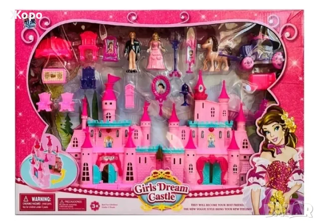 Замъкът на пепеляшка и принца с каляската със светлинни ефекти 132409, снимка 2 - Кукли - 47616942