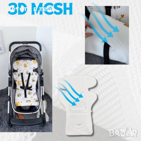 Постелка против изпотяване с уши 3д меш Малки пчели, снимка 1