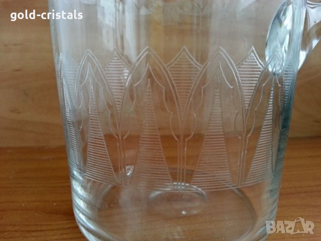 Стъклена кана гравирана, снимка 3 - Антикварни и старинни предмети - 33051418