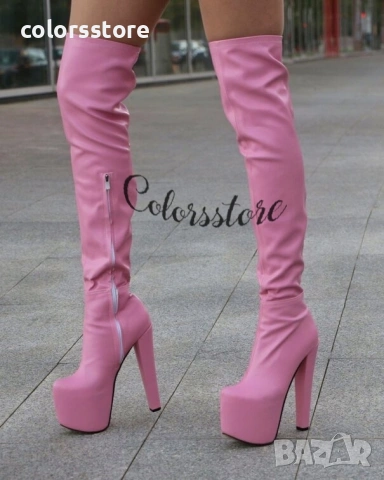 Чизми на ток - розова кожа - GSB3