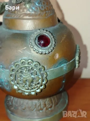 Антична китайска азиатска медна месингова драконова ваза от 19-ти век, снимка 9 - Други ценни предмети - 49840198