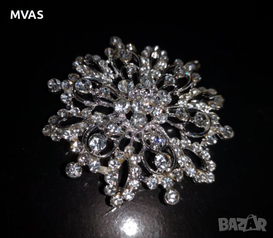 Нова голяма брошка за палто Цвете сребриста, снимка 4 - Други - 43436428