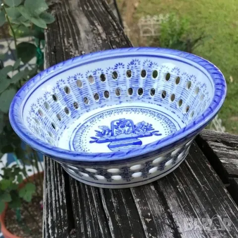 Ажурна  фруктиера от  рязан порцелан -Vintage Ramsel Hamburg, снимка 8 - Чинии - 49012546