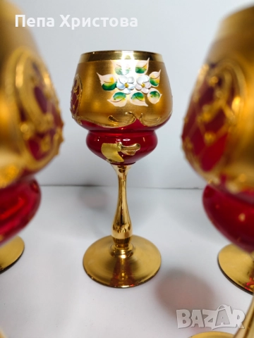 чаши за вино от италиански цветен кристал , снимка 6 - Чаши - 52901624