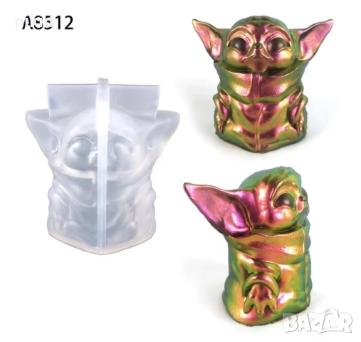 3d Йода от Star wars междузвездни войни силиконов молд форма фондан шоколад гипс свещ смола декор 