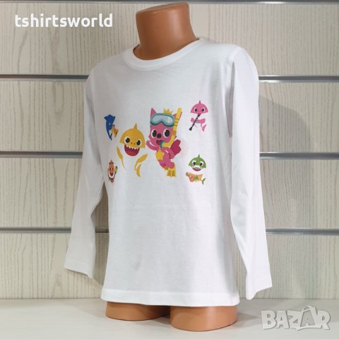 Нова детска блуза с дълъг ръкав и дигитален печат Baby Shark, снимка 6 - Детски Блузи и туники - 38484109