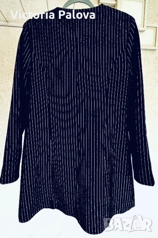 Модерно удължено сако без ревер KUSI COLLECTION с фини блестящи райета, снимка 12 - Сака - 53194455