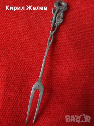 СТАРА ФЛОРАЛНА КОЛЕКЦИОНЕРСКА ДЕСЕРТНА СРЕБЪРНА ВИЛИЧКА СРЕБРО 800 ПРОБА 43001, снимка 17 - Колекции - 44376205