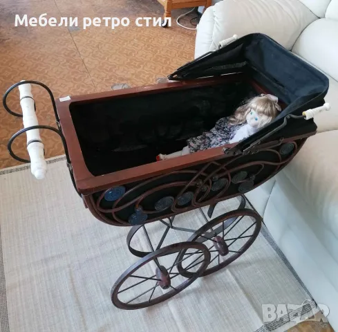 Винтидж ретро количка за кукли. Ръчно изработена от естествени материали. , снимка 8 - Детски колички - 50391214