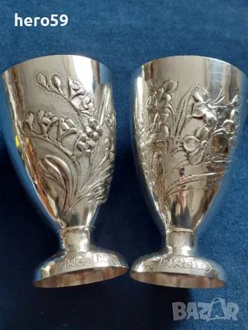 Три двойки маркови Сребърни чаши за вода или бира,вместимост 330 мл.Сребро 800 сребърна кана, снимка 3 - Чаши - 49723132