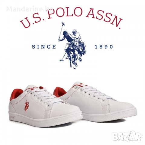 ПРОМО 🍊 U.S. POLO® № 38 🍊 Дамски пролет/есен кожени обувки в бяло и червено нови с кутия, снимка 10 - Кецове - 26637301