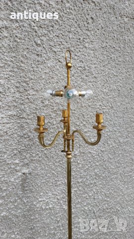 Стар месингов свещник - лампа - Английски - Антика, снимка 4 - Антикварни и старинни предмети - 37860934