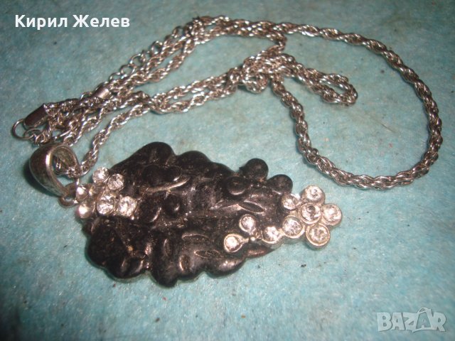 ВИНТИДЖ ФЛОРАЛЕН АРТ МЕДАЛЬОН с КРИСТАЛИ и СРЕБРИСТА ВЕРИЖКА 6221, снимка 5 - Колиета, медальони, синджири - 35322956