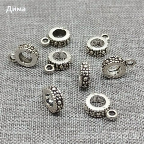 Талисмани от 925 Стерлингово Сребро тип Пандора - Tire Donut Bail Bead - 7 мм - За Бижута, Нови, снимка 3 - Други - 33104278