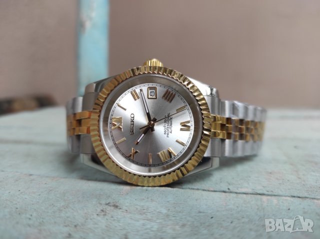 Seiko mod 40мм. two tone fluted bezel Roman numerals datejust, снимка 7 - Мъжки - 43242921