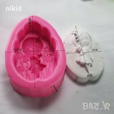 3D Нежно момиченце с цвете дълбок силиконов молд форма калъп за торта фондан шоколад гипс сапун, снимка 3 - Форми - 26278699