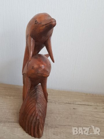 Дървена фигура -делфини, снимка 4 - Антикварни и старинни предмети - 34600793