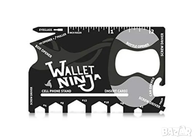 Wallet ninja 18 в 1 мултифункционален инструмент за портфейл / Размери: 85 мм * 55 мм * 2 мм., снимка 2 - Други инструменти - 48872864