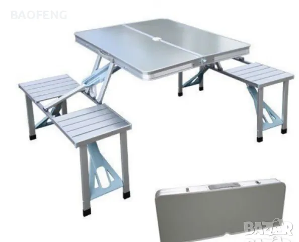 @ Нови от ВНОСИТЕЛ Алуминиева сгъваема маса с 4 стола за пикник ,85x67x67 см тип куфар, снимка 15 - Къмпинг мебели - 50102110