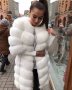 Дамско елегантно палто от лисица бяло 