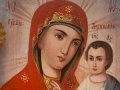 Руска домашна празнична икона Тихвинская чудотворна богородица от 19-ти век, снимка 8