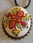 МЕДАЛЬОН РЪЧНА ШЕВИЦА с ФЛОРАЛЕН МОТИВ ЧЕРВЕНИ и ЖЪЛТИ ЦВЕТЯ АВТОРСКО БИЖУ 52221, снимка 9