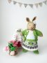 Зайче с рокля, детска играчка ръчна изработка, плетени играчки, подарък за дете, плетено зайче 