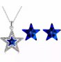 Sale Колие с ланче,австрийски кристали,"Stars",dark blue/Обеци"Stars",dark blue/нови, снимка 1 - Обеци - 35375657