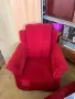 Червен фотьойл с текстилна тапицерия, снимка 3