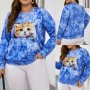 Макси ефектна модерна ватирана блуза с красиво коте в свежи цветове, снимка 1 - Блузи с дълъг ръкав и пуловери - 43076757