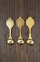 3 златисти лъжици с дървена поставка за стена, снимка 5