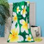 1338 Плажна кърпа зелена на цветя хавлия за плаж 70x140cm, снимка 1 - Хавлиени кърпи - 27804690