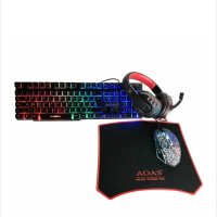 Комплект клавиатура, слушалки, мишка и подложка за мишка, Геймърски, RGB подсветка, 4 в 1, снимка 4 - Геймърски - 43745901