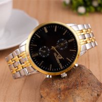 ✨Мъжки ръчен кварцов часовник ORLANDO с метална каишка - в златно и черно, снимка 9 - Мъжки - 39235302