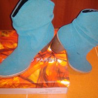 Изчистен и много актуален модел дамски боти, решен в син цвят, снимка 1 - Дамски ежедневни обувки - 28454487