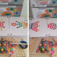 Rainbow wooden clip beads мултифункционална игра с мъфини, топчета и шаблони от дърво , снимка 7 - Образователни игри - 37478078