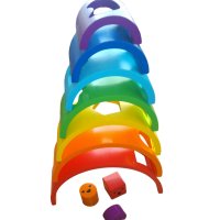 НАМАЛЕНА ЦЕНА! Голяма дървена цветна дъга Монтесори с фигури за поместване, снимка 2 - Образователни игри - 43368626
