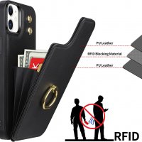 Нов кожен Калъф Кейс Гръб за защита телефон iPhone 11 със стойка пръстен Айфон, снимка 4 - Калъфи, кейсове - 39764654