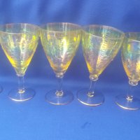 Стъклени чаши за концентрат или вино, богата ръчна инкрустация, столче, седефен ефект, снимка 3 - Чаши - 40783411